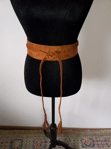 Y2K EXPRESS Faux Suede Braided Tassels Wrap Belt Brown One Size Boho/Ren Faire - Imagen 1 de 6