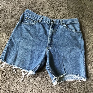 vtg Lee Shorts Womens 32x5” high rise cutoffs denim Blue Jean Mom Medium Wash - Picture 1 of 6