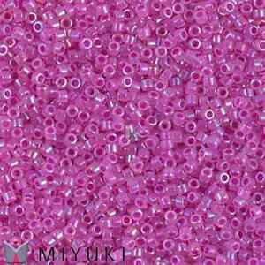 10g Miyuki 11/0 DELICA Seed beads - Fuchsia LINED Opal AB ** - size 11 seed