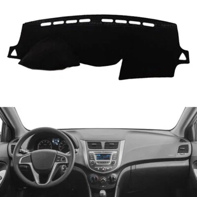 Черный солнцезащитный коврик для приборной панели Hyundai Accent 2012–2017 годов выпуска - Изображение 1 из 4
