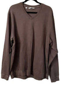 Cutter And Buck Men XL Sweater Long Sleeve Pullover Brown Cotton V Neck - Picture 1 of 5