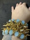 Gold Color Rockstud Spike Expandable Bracelet UV Reaction Beads