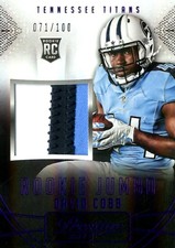 2015 Prestige Rookie Jumbo Jerseys Patch Purple Card #RJJDC David Cobb/100