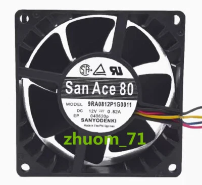 1PC SANYO 9RA0812P1G0011 DC12V 0.82A 4-Pin pwmTemperature controlled cooling fan - Image 1 of 4