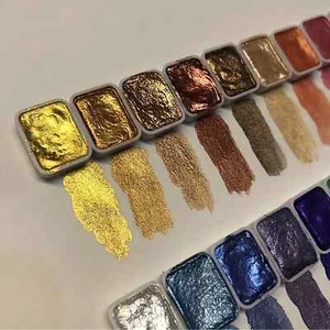 20 Farben Metall Aquarell Malerei Set, tragbare Box mit glänzenden Perlen massiv - Bild 1 von 24