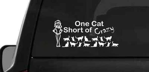 One Cat Short Of Crazy Lady (M20) Vinyl Decal Sticker Car Window - Picture 1 of 1