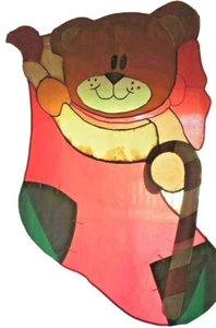 Bandera de nailon al aire libre de Navidad de 40"" vintage de 40"" medias oso de peluche fiestas festivas - Imagen 1 de 5