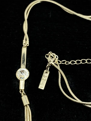 Colar Glitzy Casa Branca Mercado Negro WHBM Y Borla de Cristal Corrente Serpentina - Imagem 1 de 4