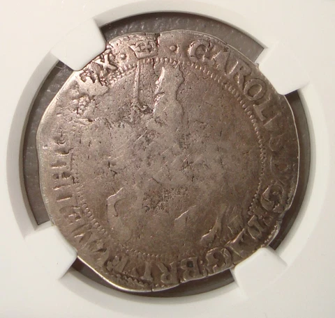1635-36 England, Charles I Silver Half Crown Tower Mint NGC F12 Cover
