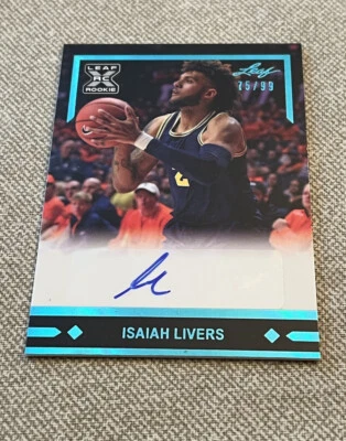 ISAIAH LIVERS 2021-22 Leaf Memories Autograph #75/99 DETROIT PISTONS Michigan - Image 1 of 2
