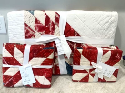 Pottery Barn Noelle Star Applique KING Christmas STANDARD shams - Image 1 of 3