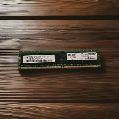 Crucial Micron 1Rx4 PC2-3200R-333-11-C0 1 GB DIMM 400 MHz DDR II CL3, ECC Memory - Image 1 of 4