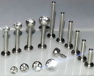 18g 1.5, 2, 2.5 or 3mm CLEAR CUSTOM LENGTH Nose Cartilage Forward Helix ~1 Stud - Image 1 of 4