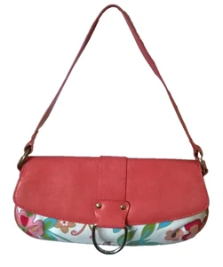 Next hand bag pink canvas and faux leather contrast with strap - Picture 1 of 9