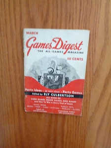 Games Digest: All-Games Magazine, March 1938 by Ely Culbertson SC  - Picture 1 of 1