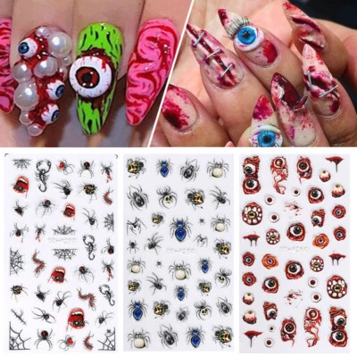 Halloween Nail Art Aufkleber Folienaufkleber Blumenaufkleber Manikü *? - Bild 1 von 4