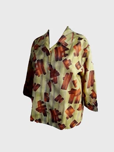 ANCIEN CHEMISIER BLOUSE femme 1/2 manche T.42 VINTAGE 50 60 woman blouse sz L - Imagen 1 de 12