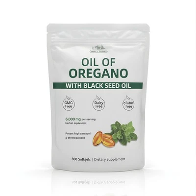 Country Pastures Oregano & Black Seed Oil 6000mg 300 Softgels New - Image 1 of 4