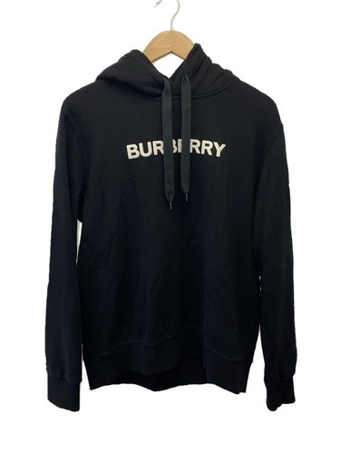 BURBERRY Parka Pullover con logo frontale felpa con cappuccio S cotone BLK 8083392