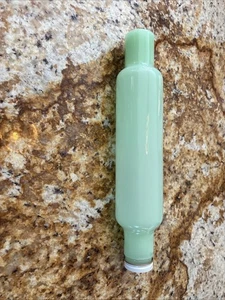 Green Glass Jadeite Rolling Pin With Metal Cap 13.5 Inches - Picture 1 of 17