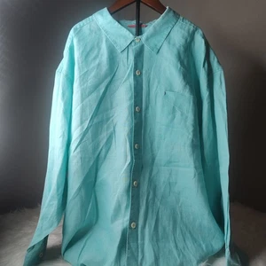 Tommy Bahama Relax Shirt Mens 3XB Teal 100% Linen - Picture 1 of 8