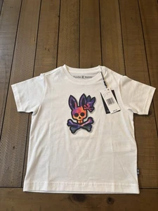 New Psycho Bunny KIDS Randolph Graphic Tee size 4 (XXS) NWT White - Picture 1 of 9