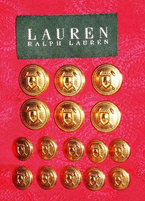 HEAVY RALPH LAUREN POLO SHEILD GOLD STYLE REPLACEMENT DB BLAZER FULL BUTTON SET - Image 1 of 4