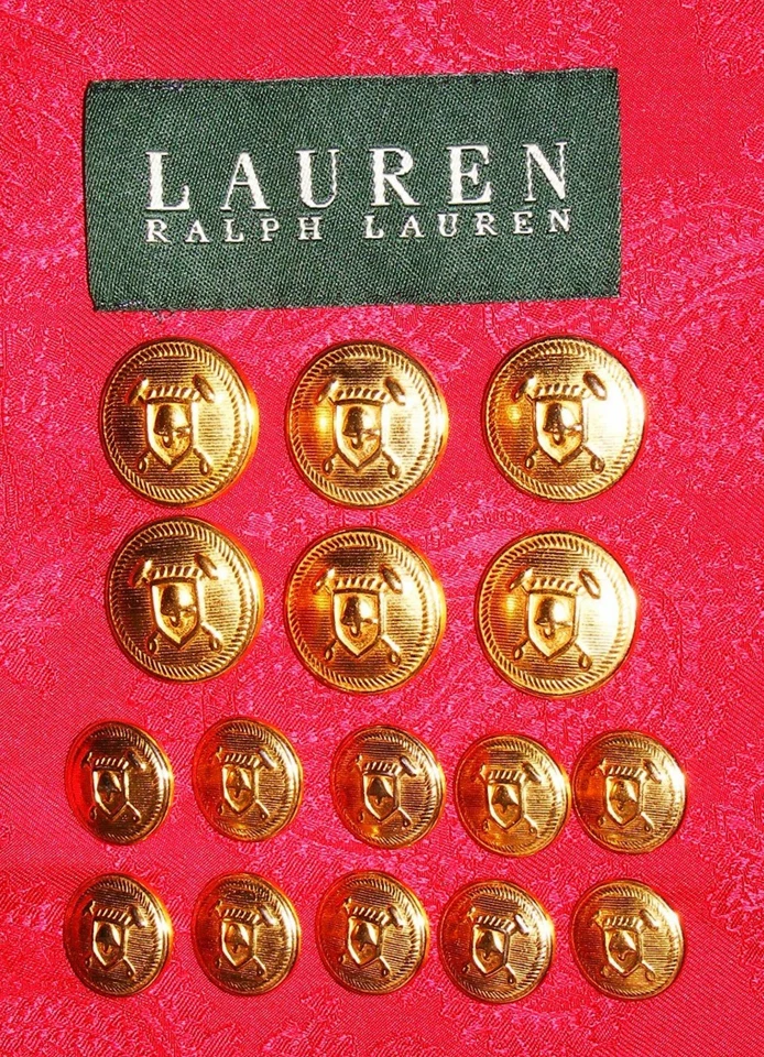 HEAVY RALPH LAUREN POLO SHEILD GOLD STYLE REPLACEMENT DB BLAZER FULL BUTTON SET - Image 1 of 4