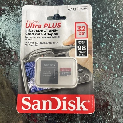 SanDisk Ultra Plus 32GB Micro SDHC UHS-I Memory Card with Adapter - Brand New - Image 1 of 2