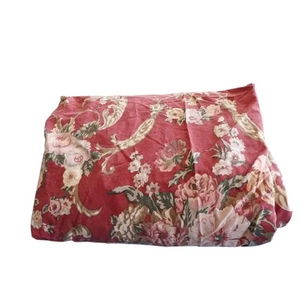 Lauren Ralph Lauren MARSEILLES Red Full Fitted Sheet Floral Green Tag Cotton USA - Picture 1 of 6