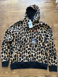 Nike Sportswear Club Fleece Leopard Print Pullover Hoodie Mens Medium NWT - Picture 1 of 8