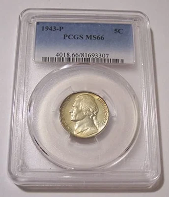 1943 P Jefferson Silver Nickel MS66 PCGS Toning - Image 1 of 2