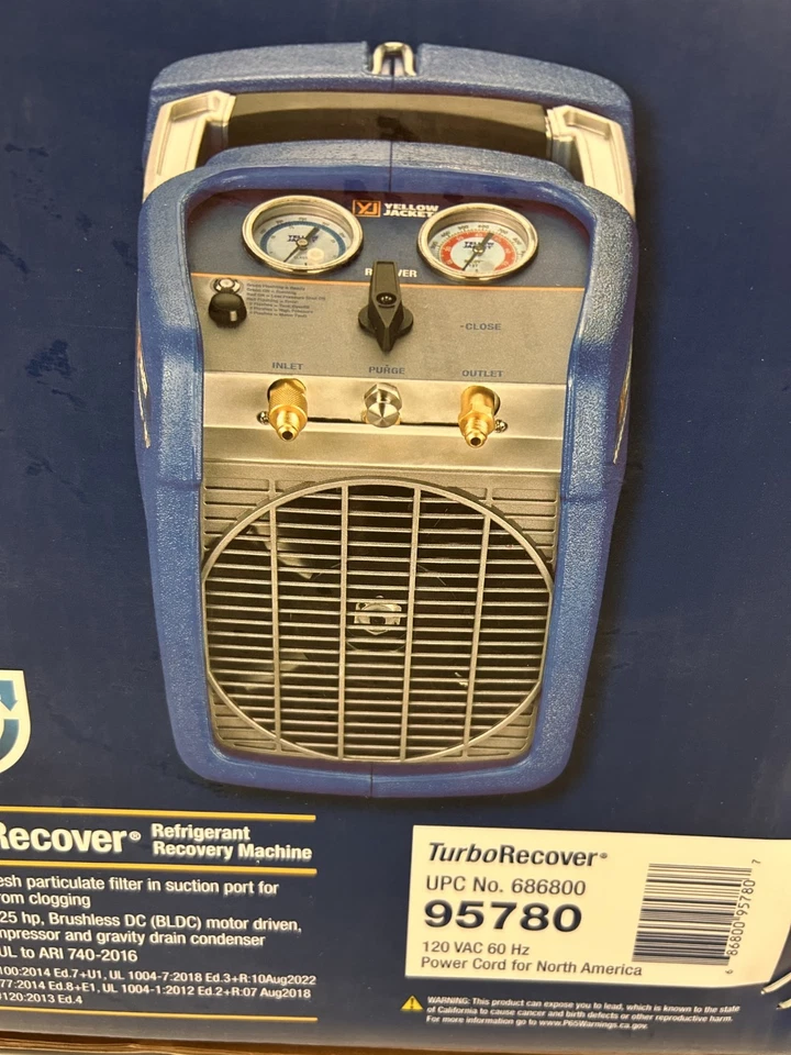 Yellow Jacket 95780 TurboRecover Máquina de Recuperación de Refrigerante - Envío Gratis, Nuevo Foto 1 de 1