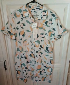 Camisa de vestir para mujer Rachel Zoe de lino con botones talla L bolsillos florales - Imagen 1 de 4