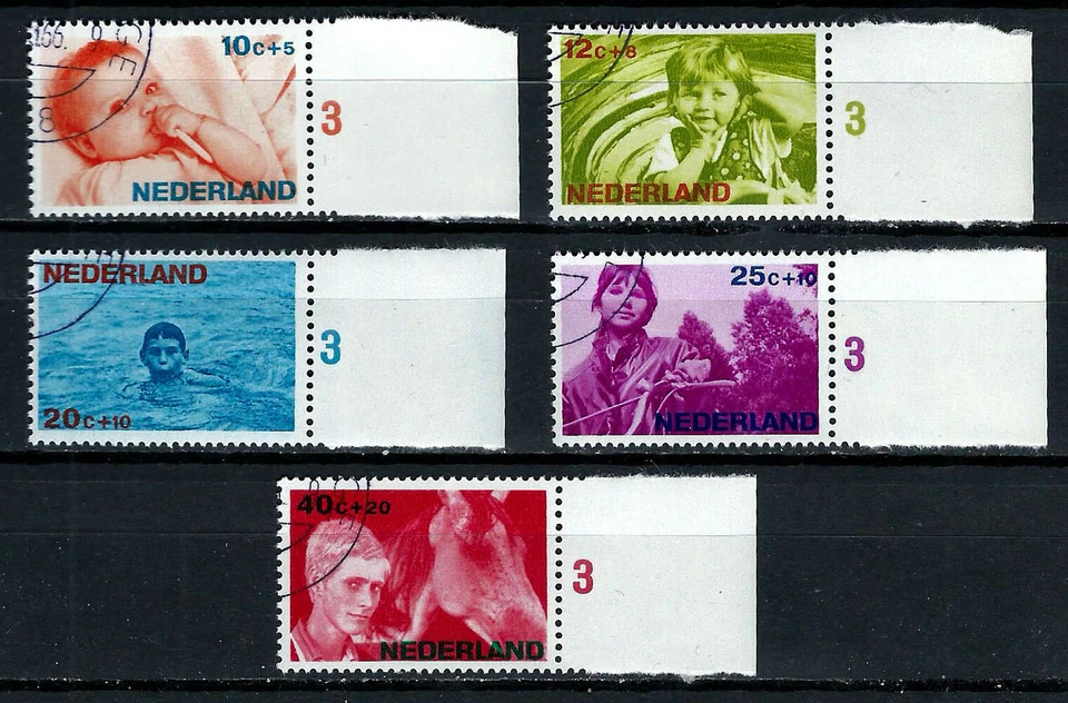 NETHERLANDS, SCOTT # B414-418, USED CTO SET OF 5 STAGES OF LIFE, INFANT PLATE ## - Image 1 of 1