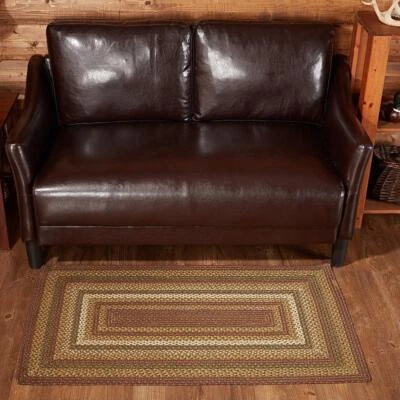Tea Cabin Charcoal Area Rectangle 24" x 36". INCLUDES Rug Pad. VHC Brands.  - Image 1 of 4