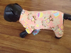 pet dog pajamas,cozy warm, fleece, "Monkeys&Sweets", Small *(read size details) - Picture 1 of 6