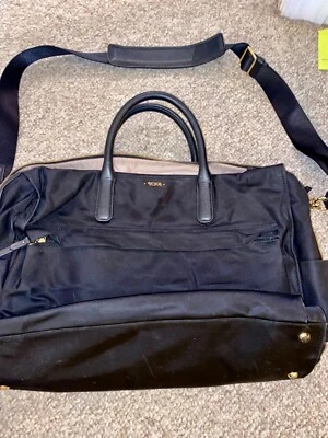 TUMI Voyageur Black Nylon Gold Tone Briefcase Business Laptop Overnight Bag EUC - Image 1 of 4