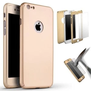 COQUE iPHONE 8 PLUS (5"5) INTEGRALE FULL OR + 1 FILM EN VERRE TRÉMPE - Photo 1 sur 1