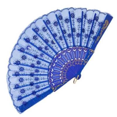 Hand held FAN New Chinese Silk Folding Flower Party Wedding Spanish Style Dance - Image 1 of 4