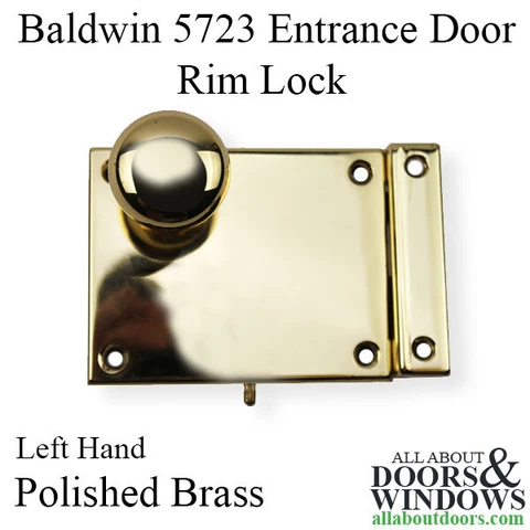 Baldwin 5723 Entrance Door Rim Lock, Inside Trim, Left Hand - Polished Brass Cover