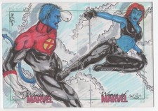 Mystique/Nightcrawler Women of Marvel Series 2 Puzzle Sketch Cards Scott Rorie