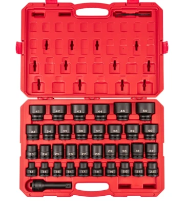 3/4 Inch Drive 6-Point Impact Socket Set with Case, 36-Piece (13-50 mm) - Image 1 of 4