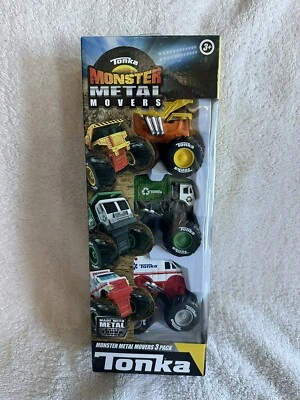 Tonka Truck Monster Metal Movers 3-Pack Garbage & Dump Truck Ambulance C1 - Image 1 of 4