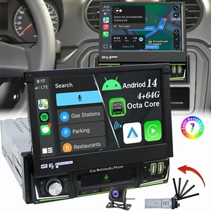 7 Zoll 4+64GB Android 14 Autoradio 1 DIN GPS NAVI Bluetooth FM/RDS WIFI USB KAM - Bild 1 von 14