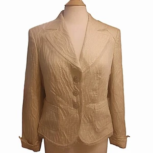 Blazer broccato APRIORI by ESCADA misto cotone bordo seta taglia 10 crema/oro - Foto 1 di 11