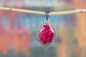 Attractive Ruby Gemstone 925 Sterling Silver Christmas Gift Handmade Pendant - Picture 1 of 5