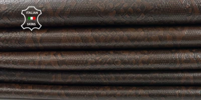 BROWN ANTIQUED RUSTIC SNAKE EMBOSSED ON Lamb Leather 2 skins 14sqf 1.3mm C5101 - Image 1 of 4
