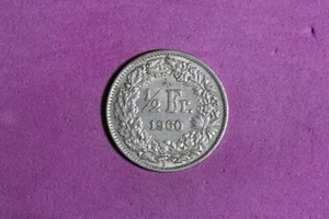 1960 B Switzerland 1/2 Franc Silver Coin #M22342 - Picture 1 of 2