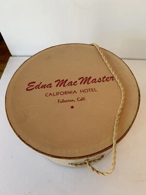 VTG California Hotel Fullerton Cardboard Round Hat Box Blush Edna Mac Master - Image 1 of 4
